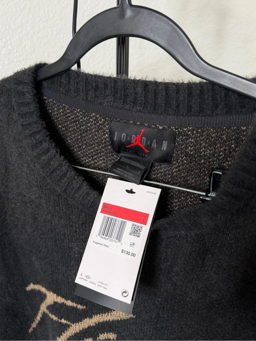 Nike Jordan Flight Heritage Knit Sweater Size large